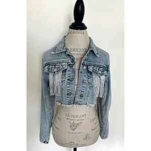 Cropped Fringe Cow Girl Coachella Festival Denim Jacket